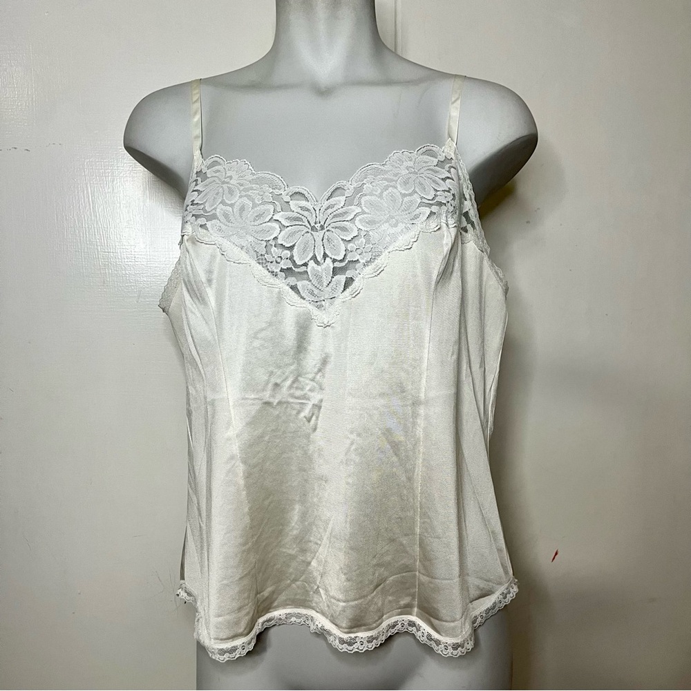 Vintage White Lace Lingerie Cami Chemise Dainty Tank Top